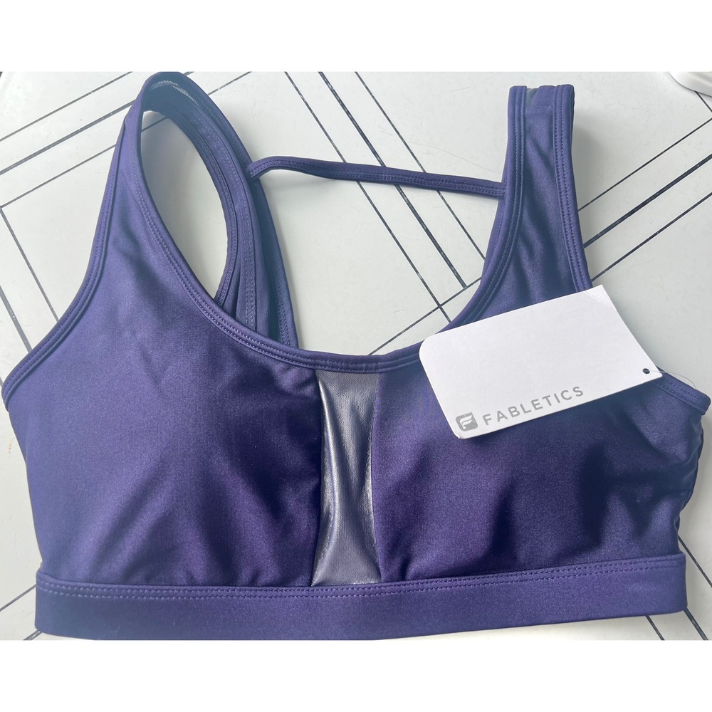 NEW Fabletics Brinley Sports Bra Purple Shimmer Performance Removable Cups Sz XS